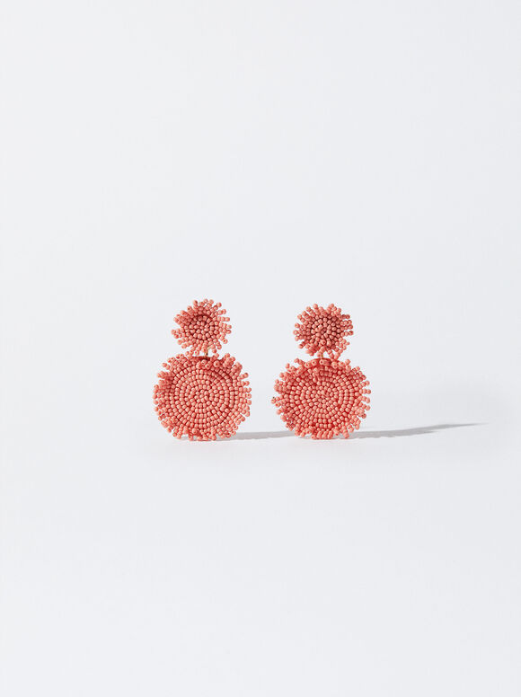 Earrings With Beads, Orange, hi-res