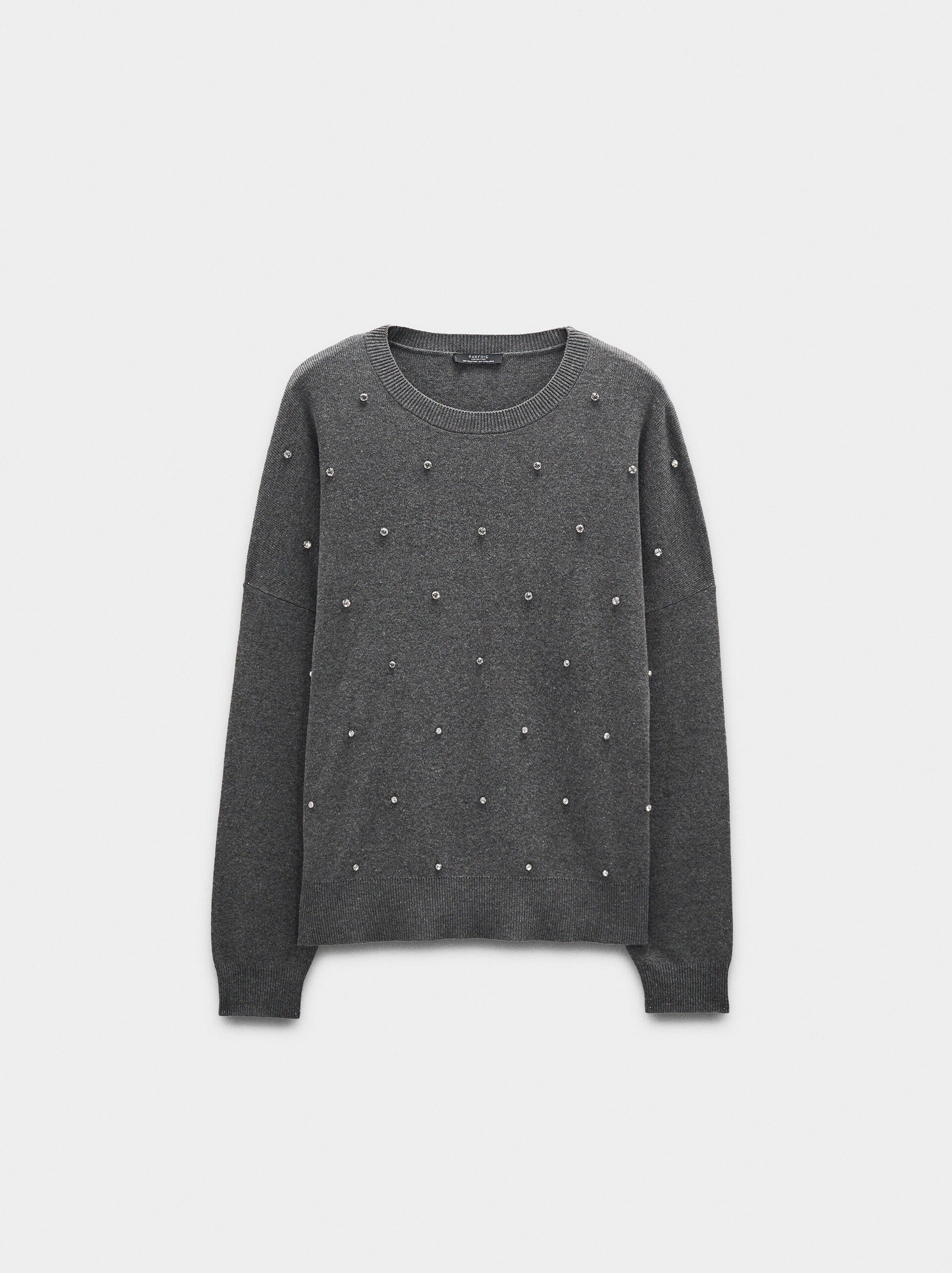 Knit sweater with crystals image number 4.0