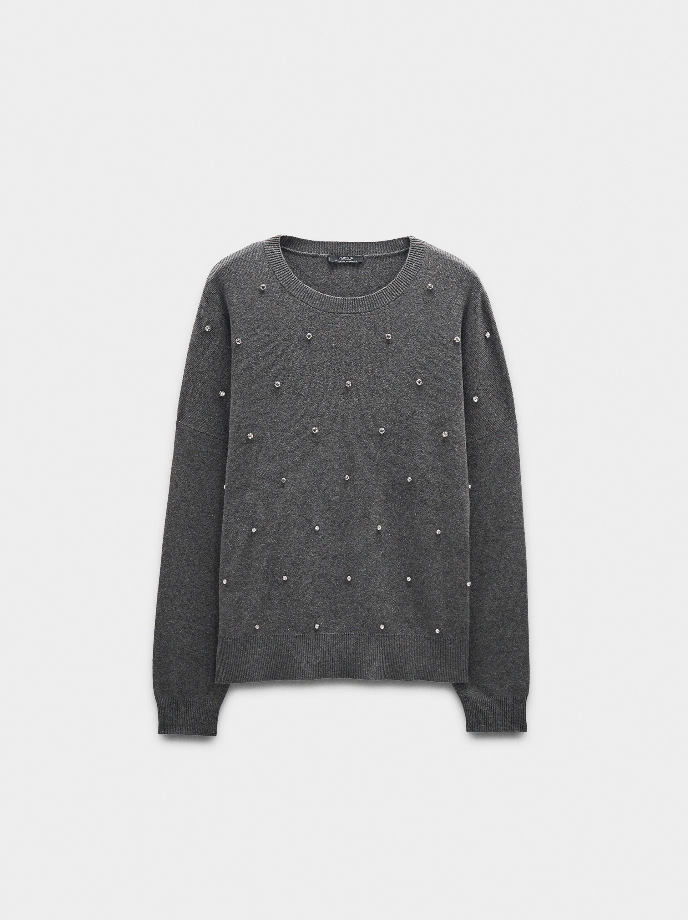 Knit sweater with crystals image number 4.0