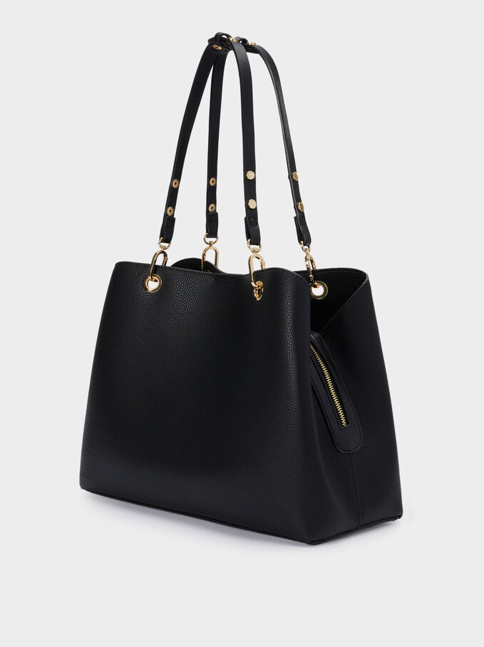 Tote Bag With Adjustable Straps, Black, hi-res