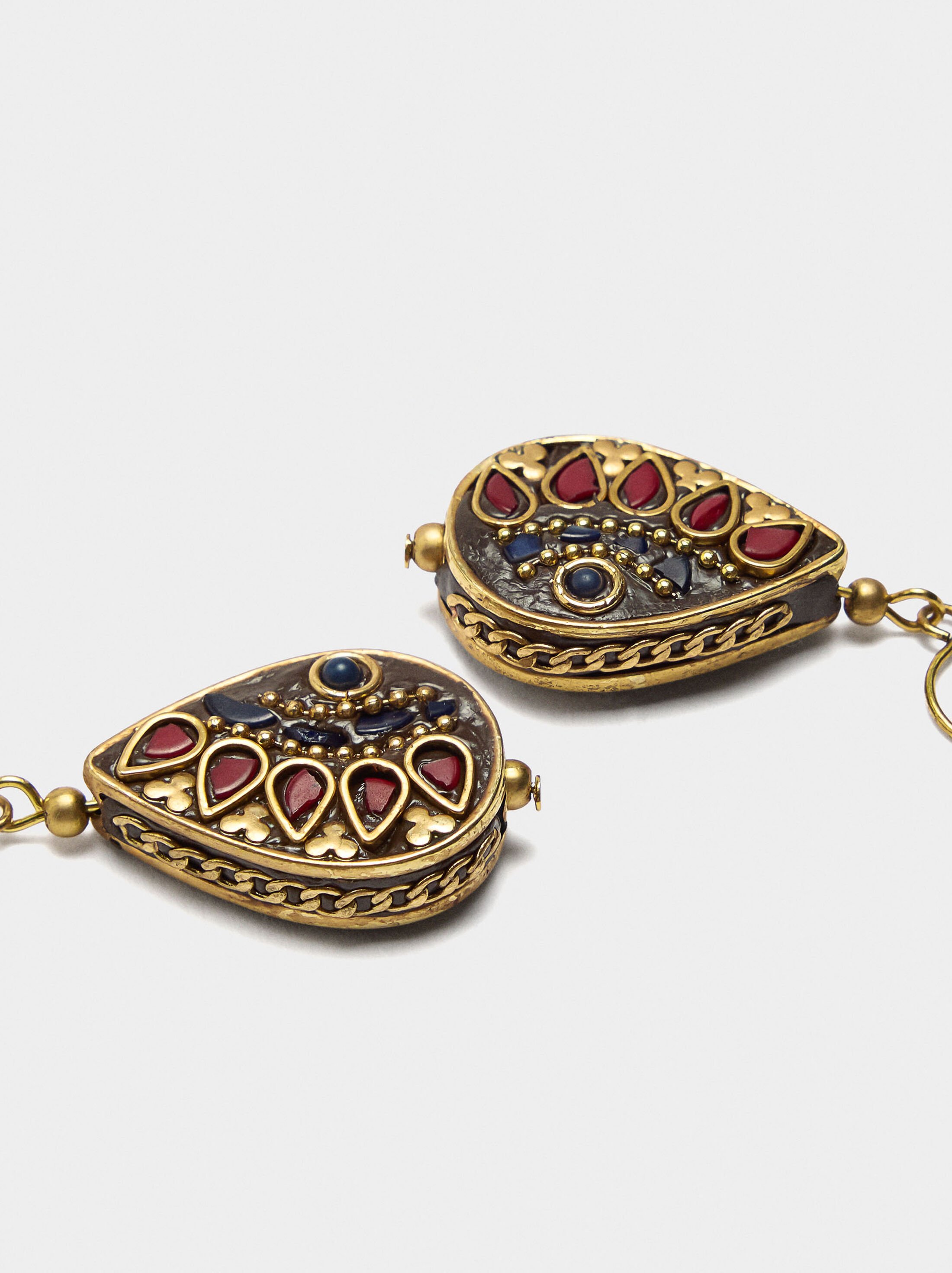 Oval earrings with colour details image number 1.0
