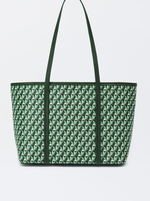 Bolso Shopper Estampado Personalizado S, Verde, hi-res
