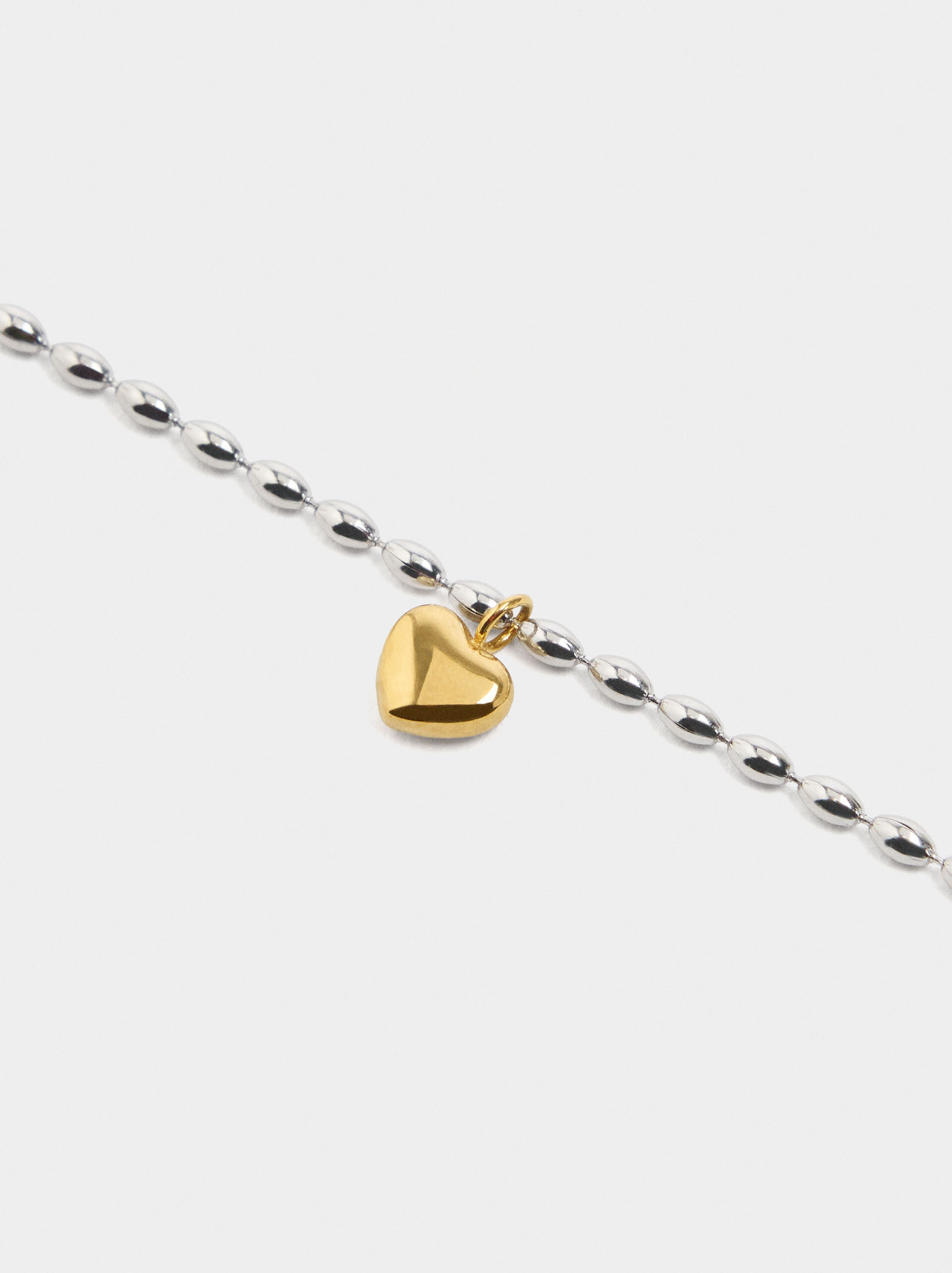 Bracelet bicolore avec pendentif cœur - acier inoxydable image number 2.0