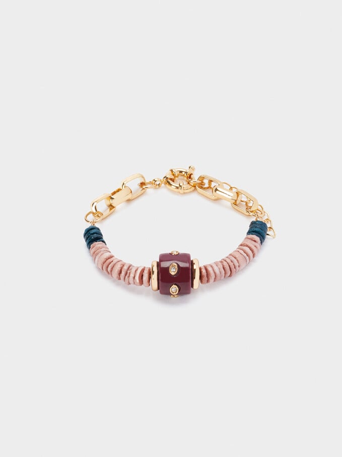 Adjustable Bracelet With Shell And Beads, Multicolor, hi-res
