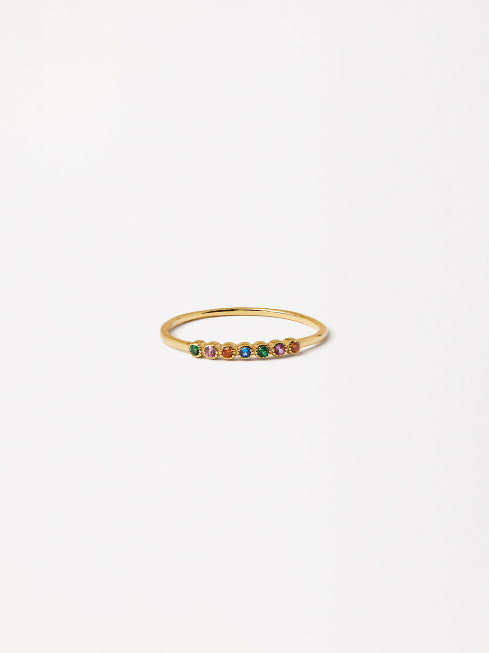 Cienkie Pierścienie Ze Złotymi Kamieniami - Srebro Pr. 925
