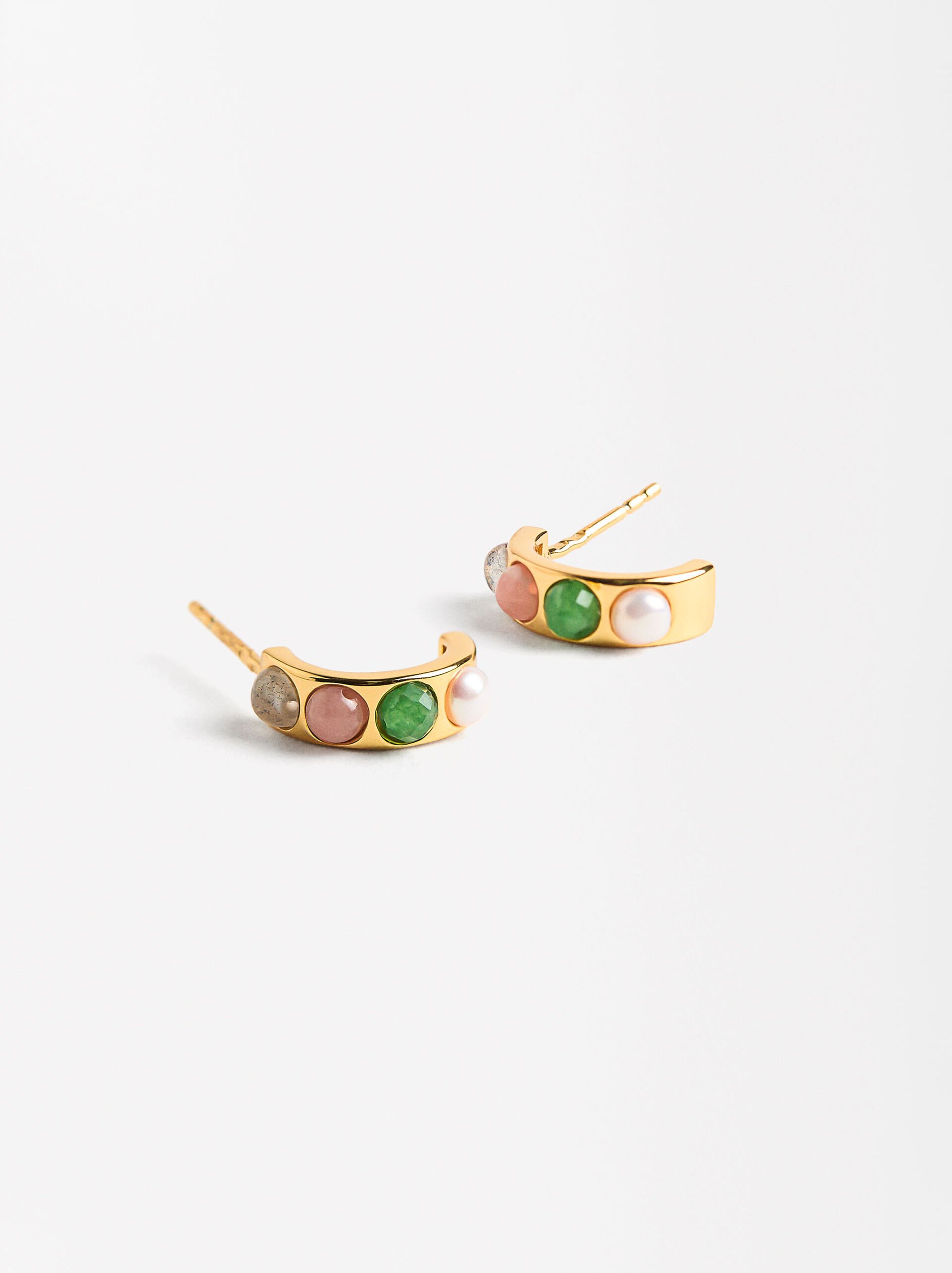 Short earrings with stones - 926 sterling silver image number 2.0