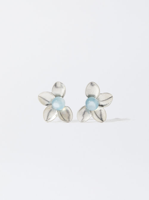 Flower Earrings With Stone