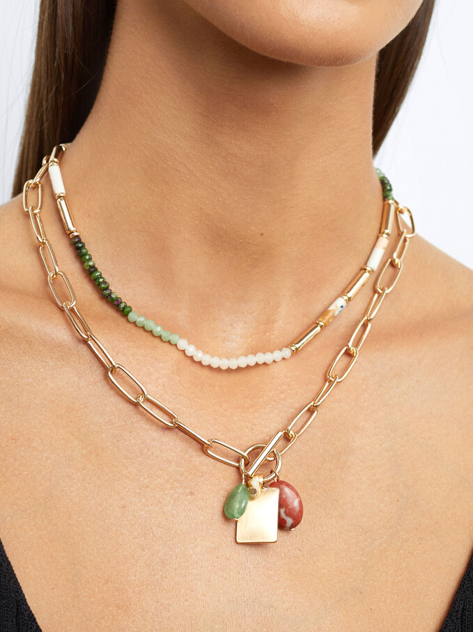 Set Of Necklaces With Semiprecious Stone, Multicolor, hi-res