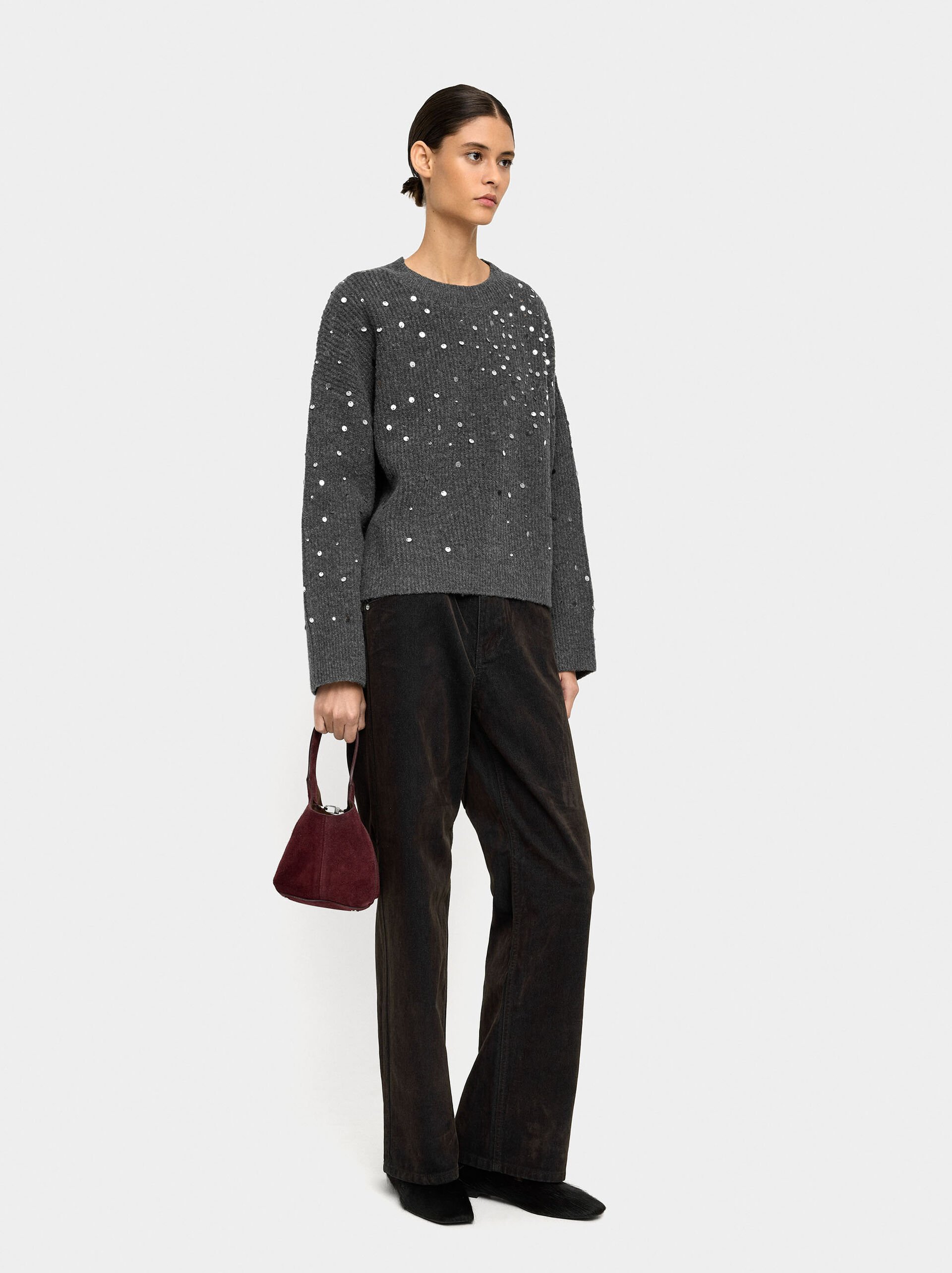 Knit sweater with sequins image number 4.0