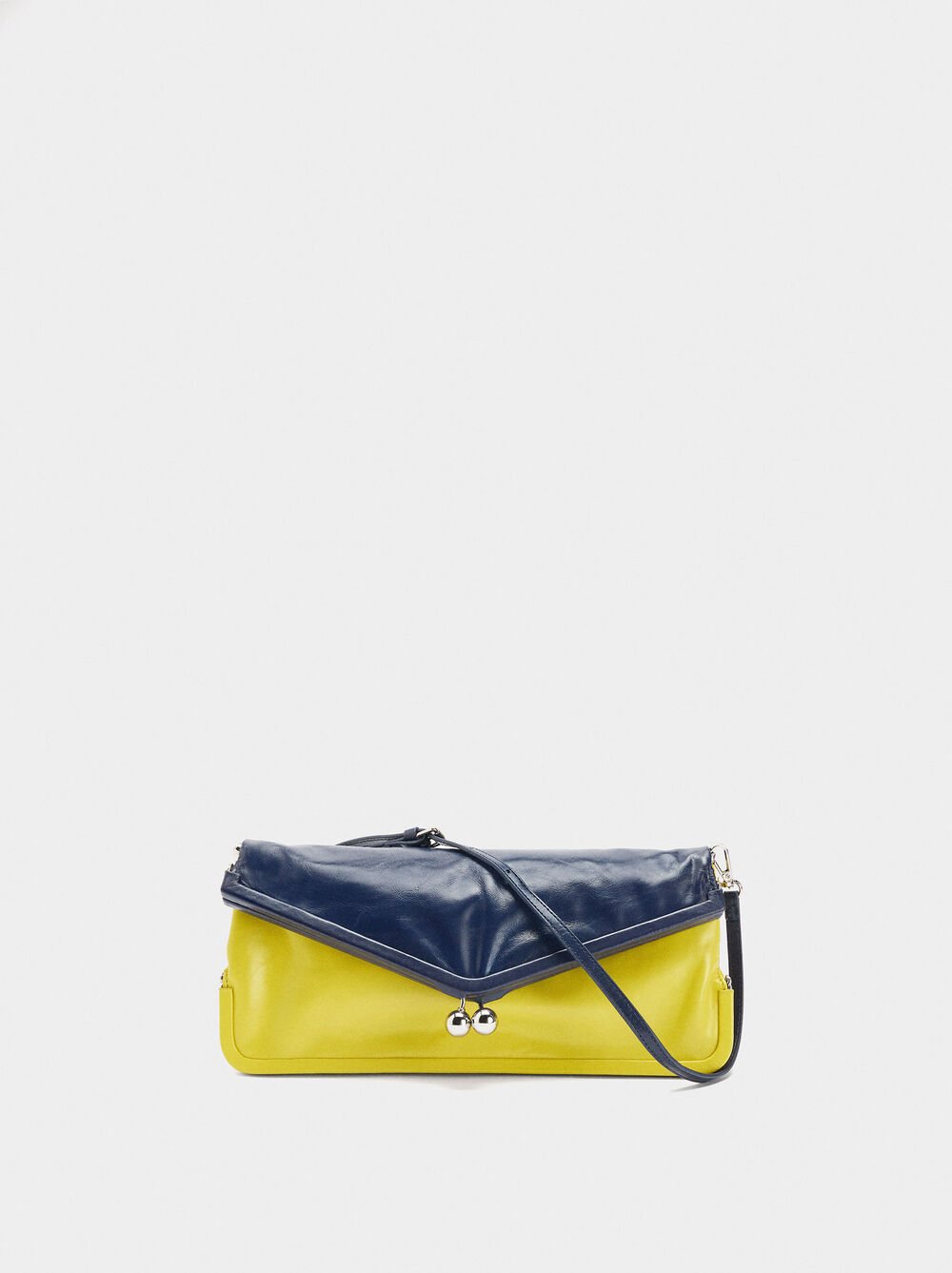 Double envelope bag in bicolour leather