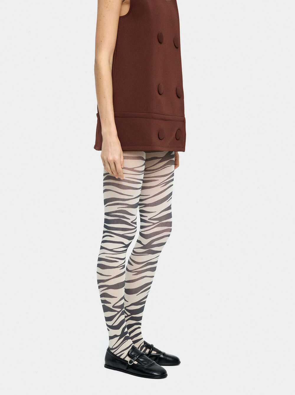 Knit tights with animal print