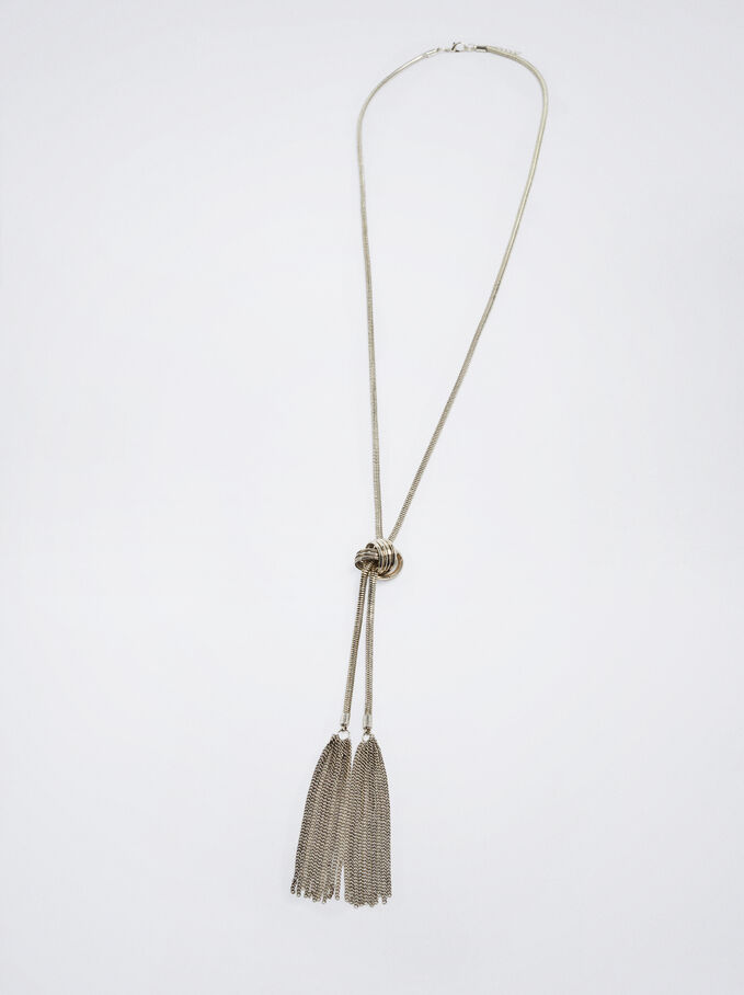 Long Silver-Plated Necklace, Silver, hi-res