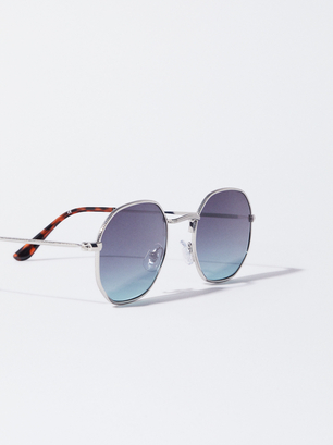 Hexagonal Sunglasses, Silver, hi-res