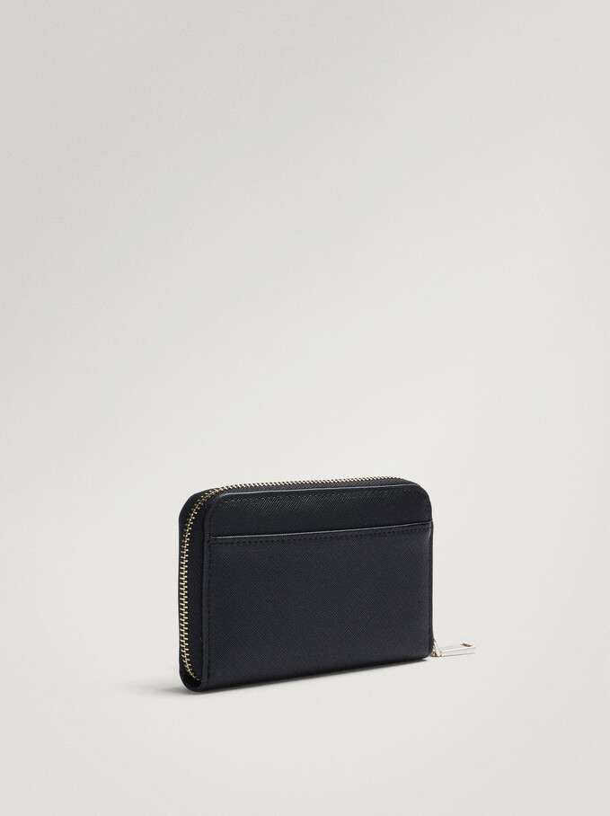 Cartera Lisa Pequeña, Negro, hi-res