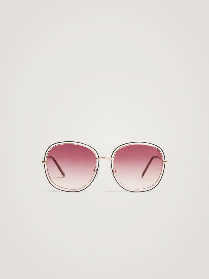 Sunglasses With Round Frames, Orange, hi-res