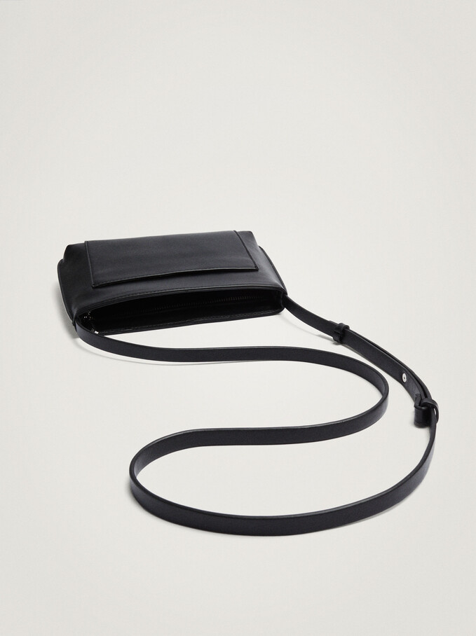 Crossbody Bag With Outer Pocket, Black, hi-res