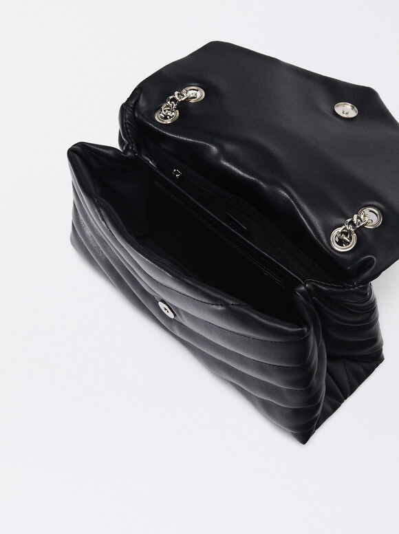 Quilted Shoulder Bag, Black, hi-res