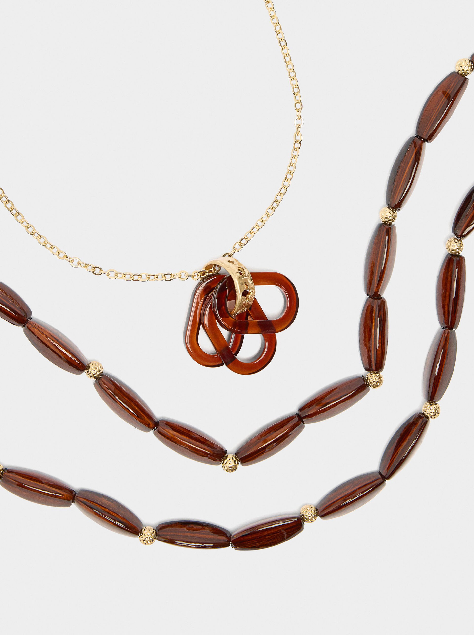 Long double necklace with stone effect image number 2.0