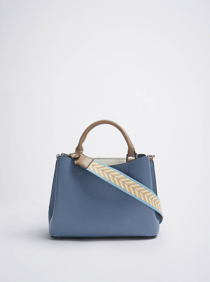 Basic Tote With Double Handle, Blue, hi-res