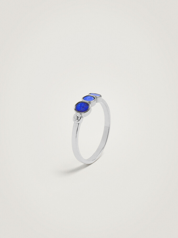 Silver 925 Ring With Stone, Navy, hi-res