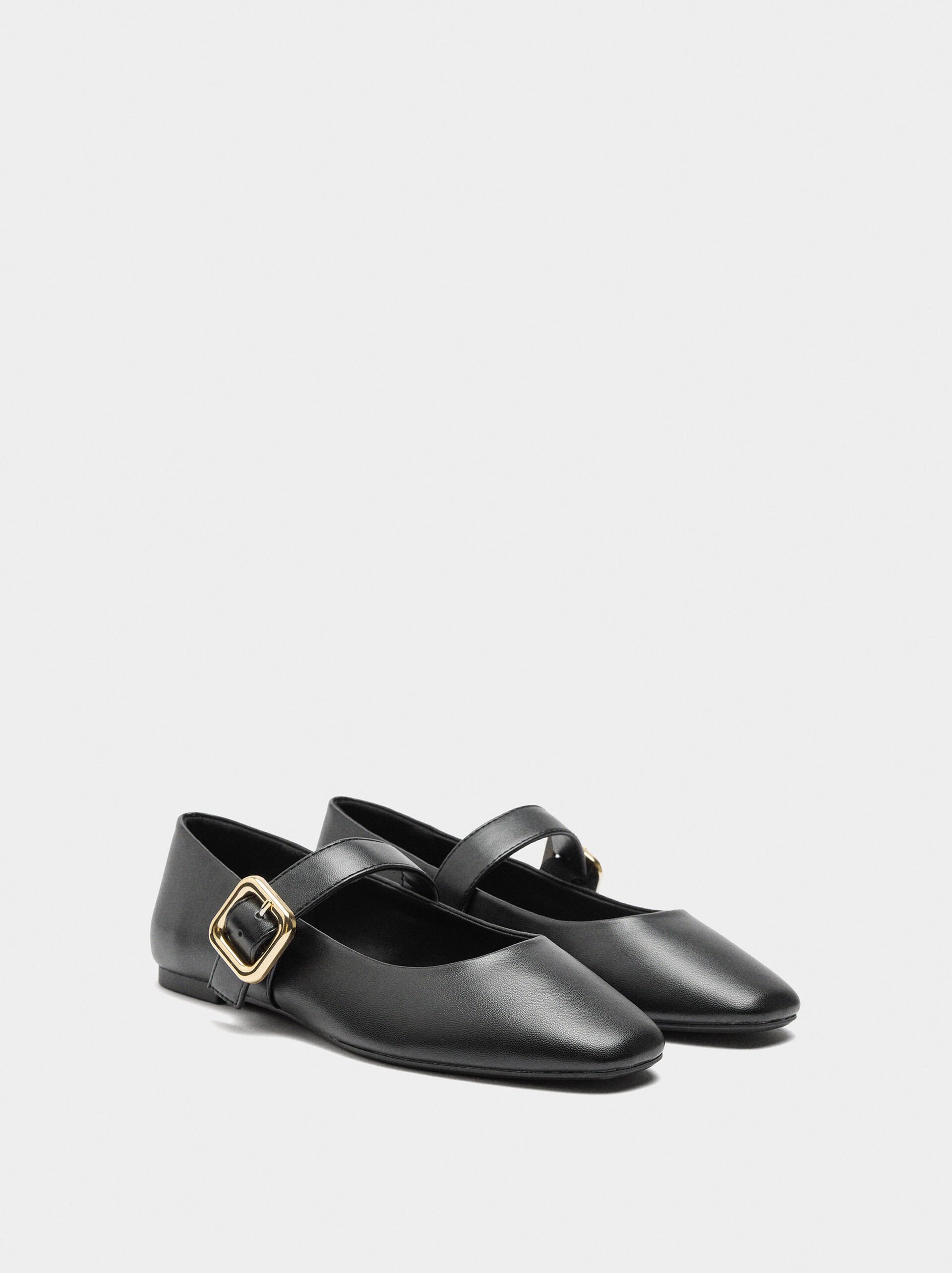 Ballet flats with strap and square buckle image number 3.0