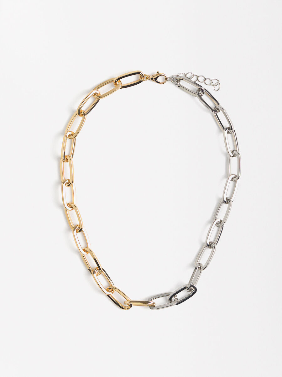 Short necklace with bicolor links