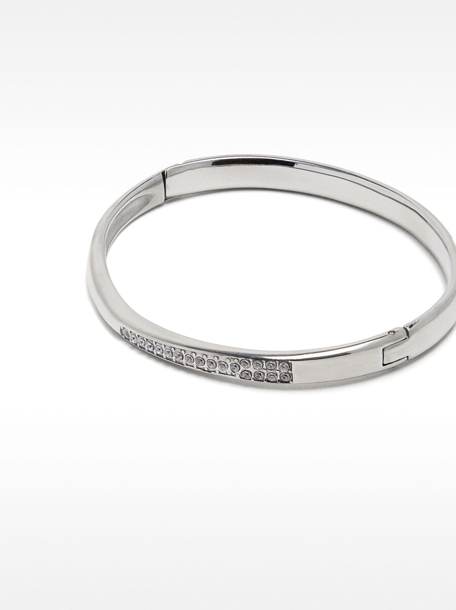 Rigid bracelet with crystals - stainless steel