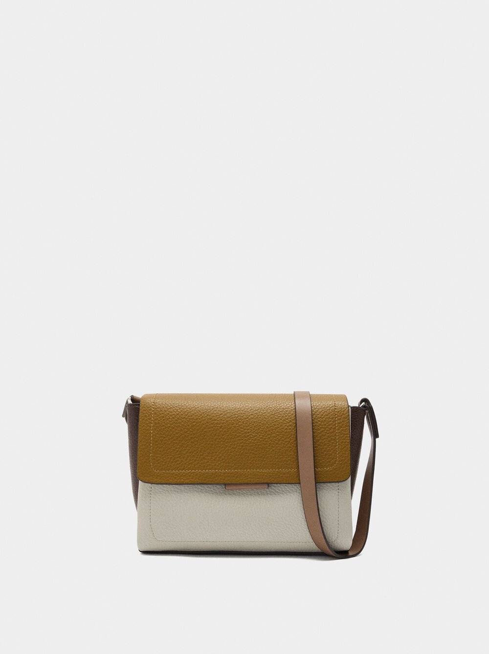 Crossbody bag with color block flap