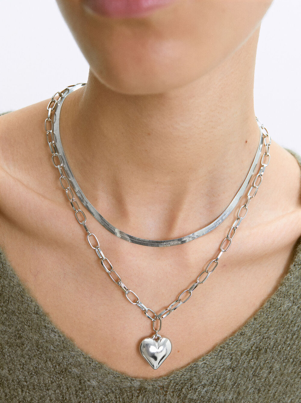 Silbernes Herz-Halskette