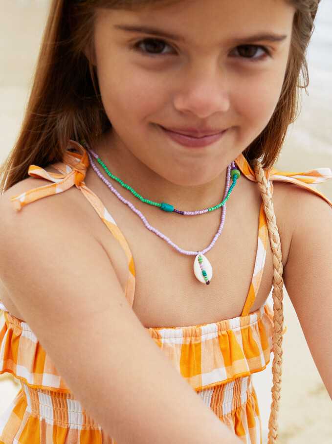 Elastic Necklace For Children With Shell, Multicolor, hi-res