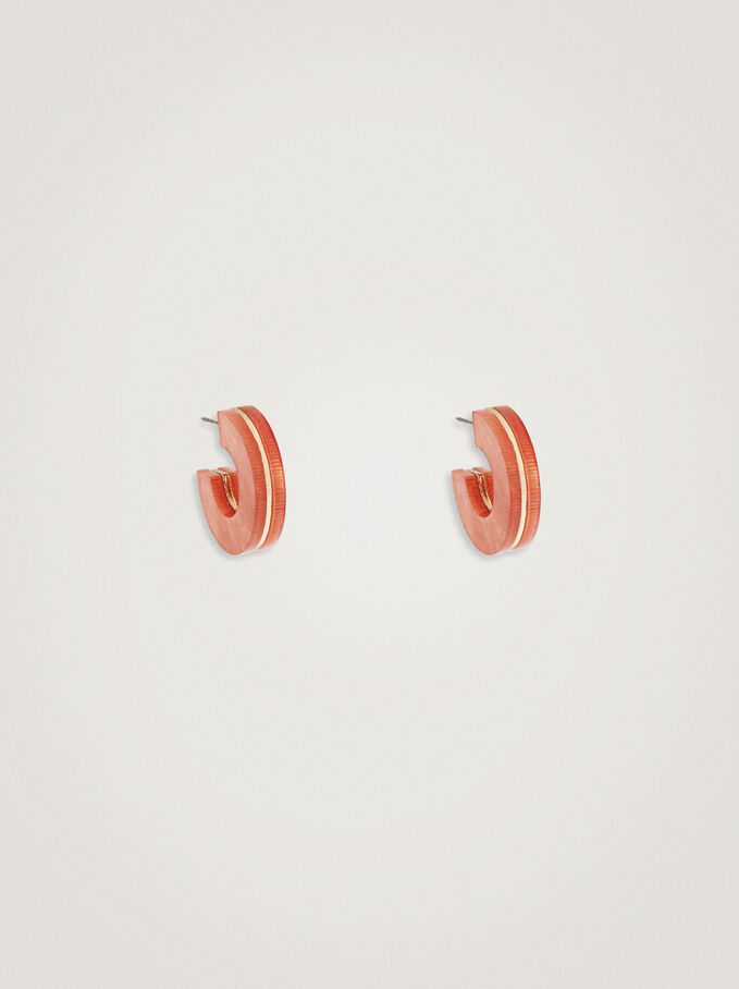 Resin Hoop Earrings, Orange, hi-res
