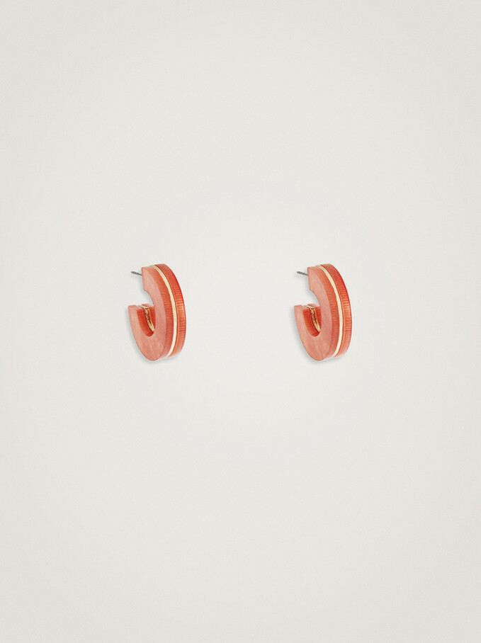Resin Hoop Earrings, Orange, hi-res