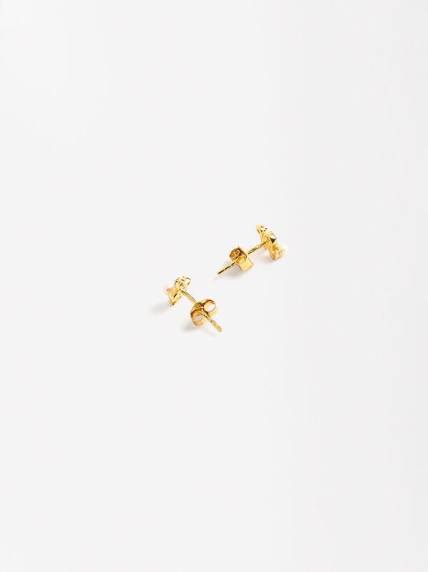 Snake pearl and zirconia earrings - 925 sterling silver