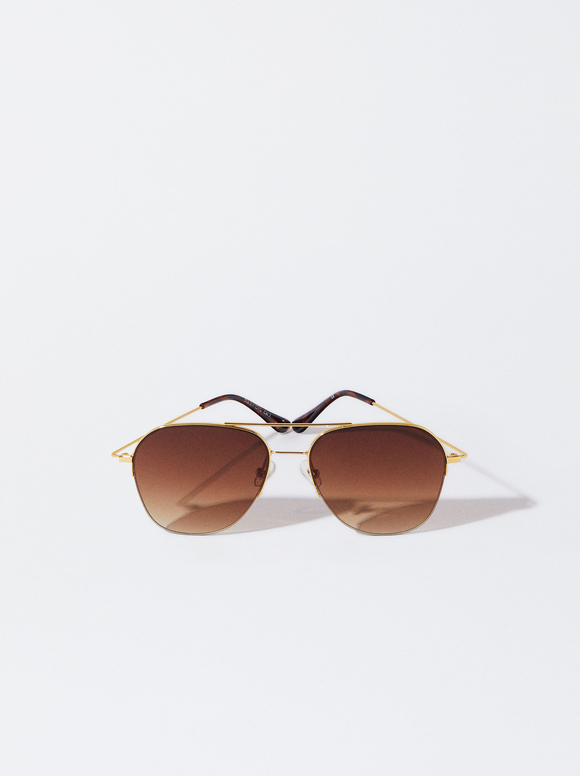 Round Sunglasses, Golden, hi-res