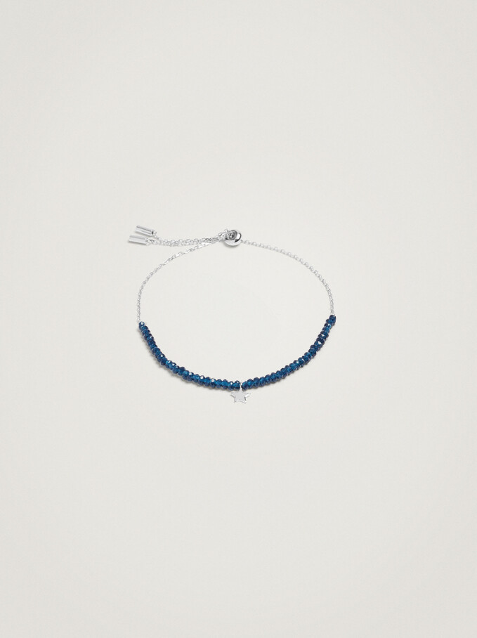 Bracelet En Argent 925 Avec Étoile, Bleu Foncé, hi-res