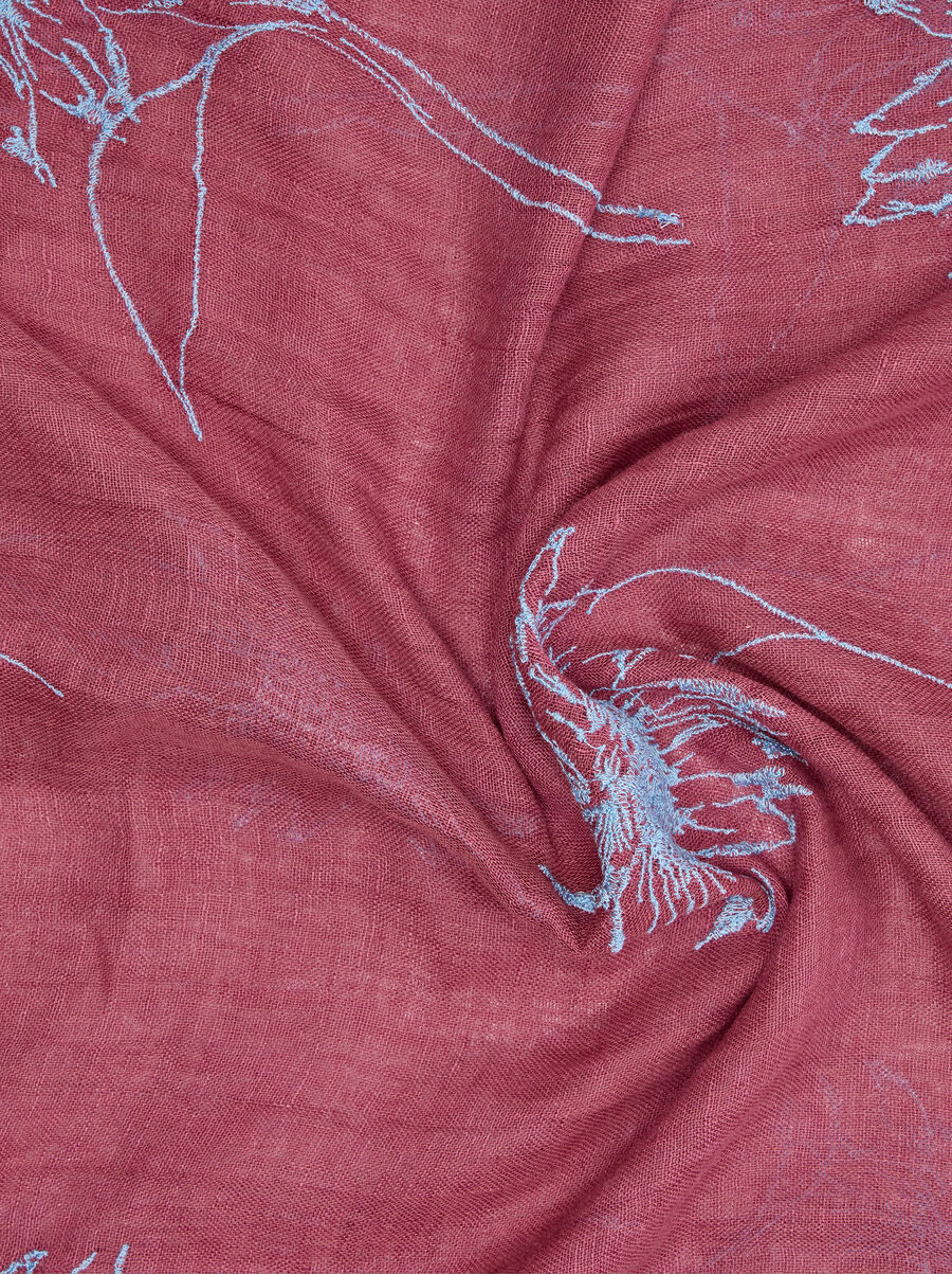Bedruckte Pashmina mit Leinenmischung