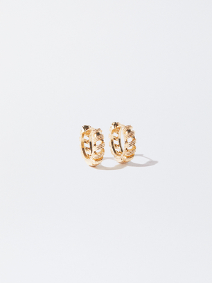 Gold Hoop Earrings , Golden, hi-res