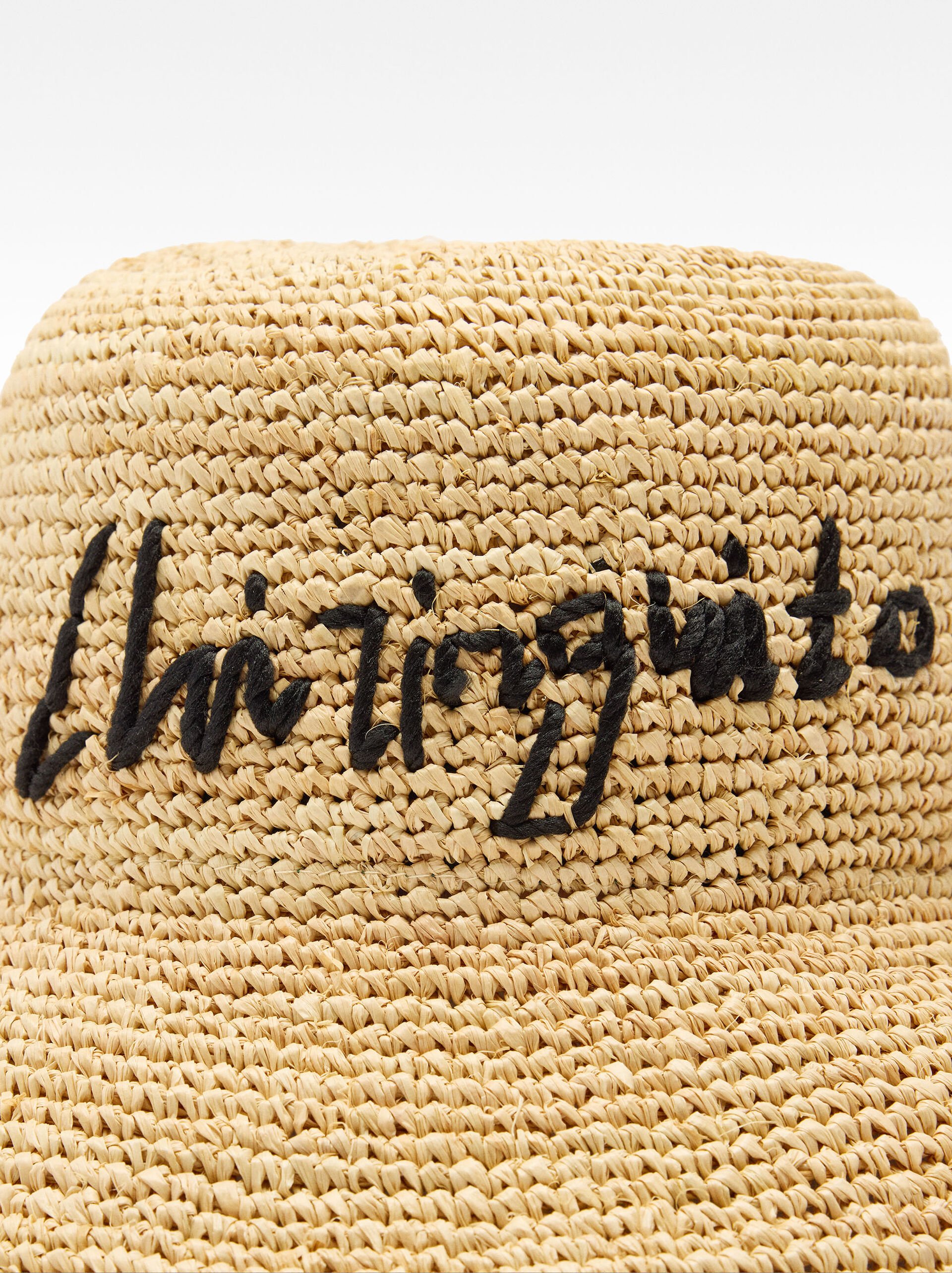 Straw hat with text image number 1.0