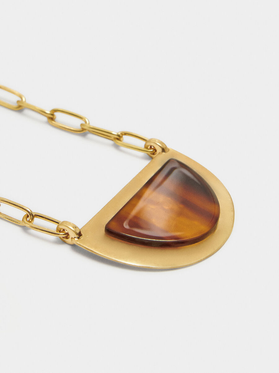 Short necklace with stone-effect pendant