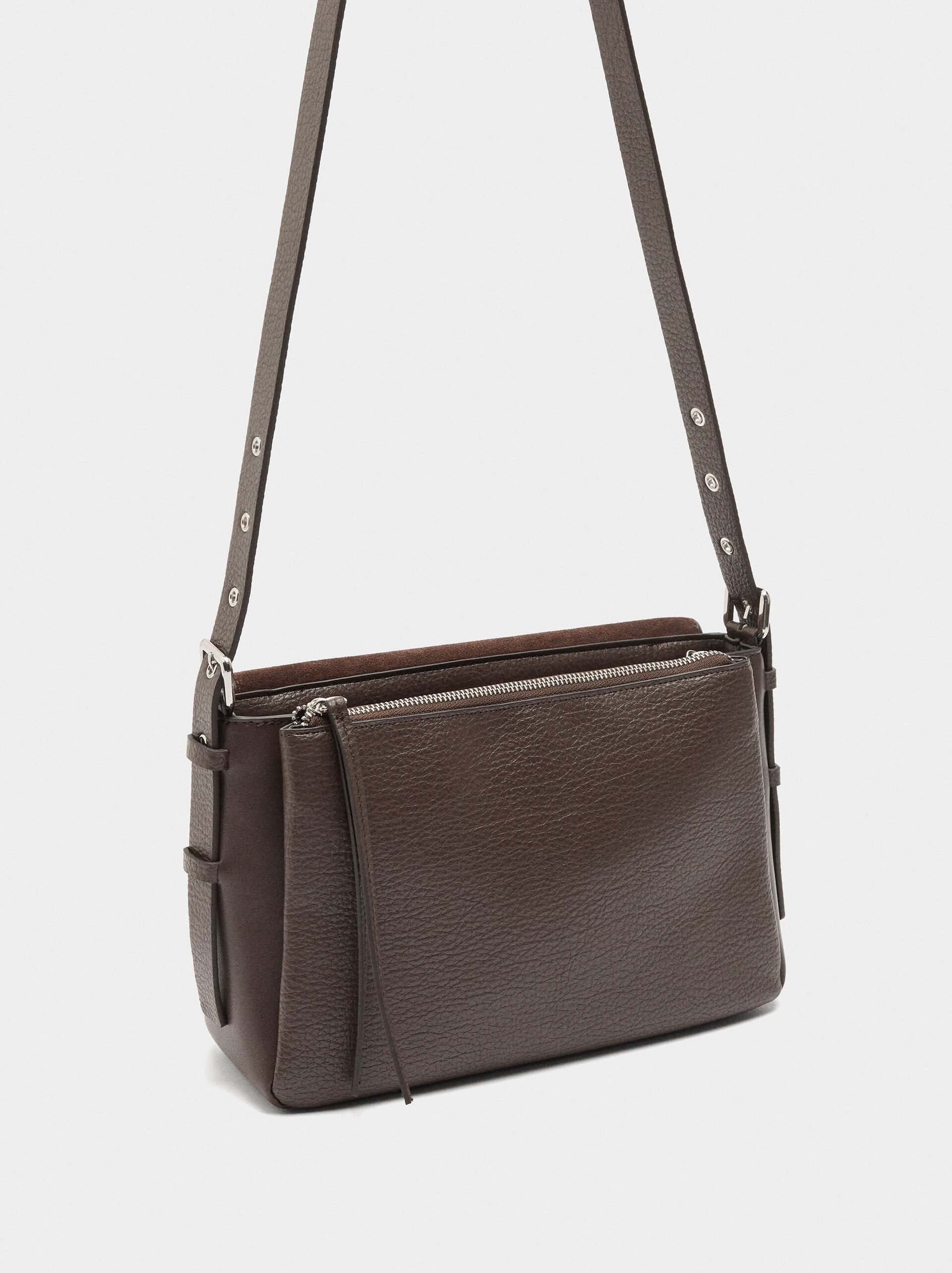 Sac bandoulière avec cuir image number 3.0