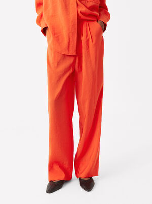 Online Exclusive - Straight Trousers With Pleats image number 1.0