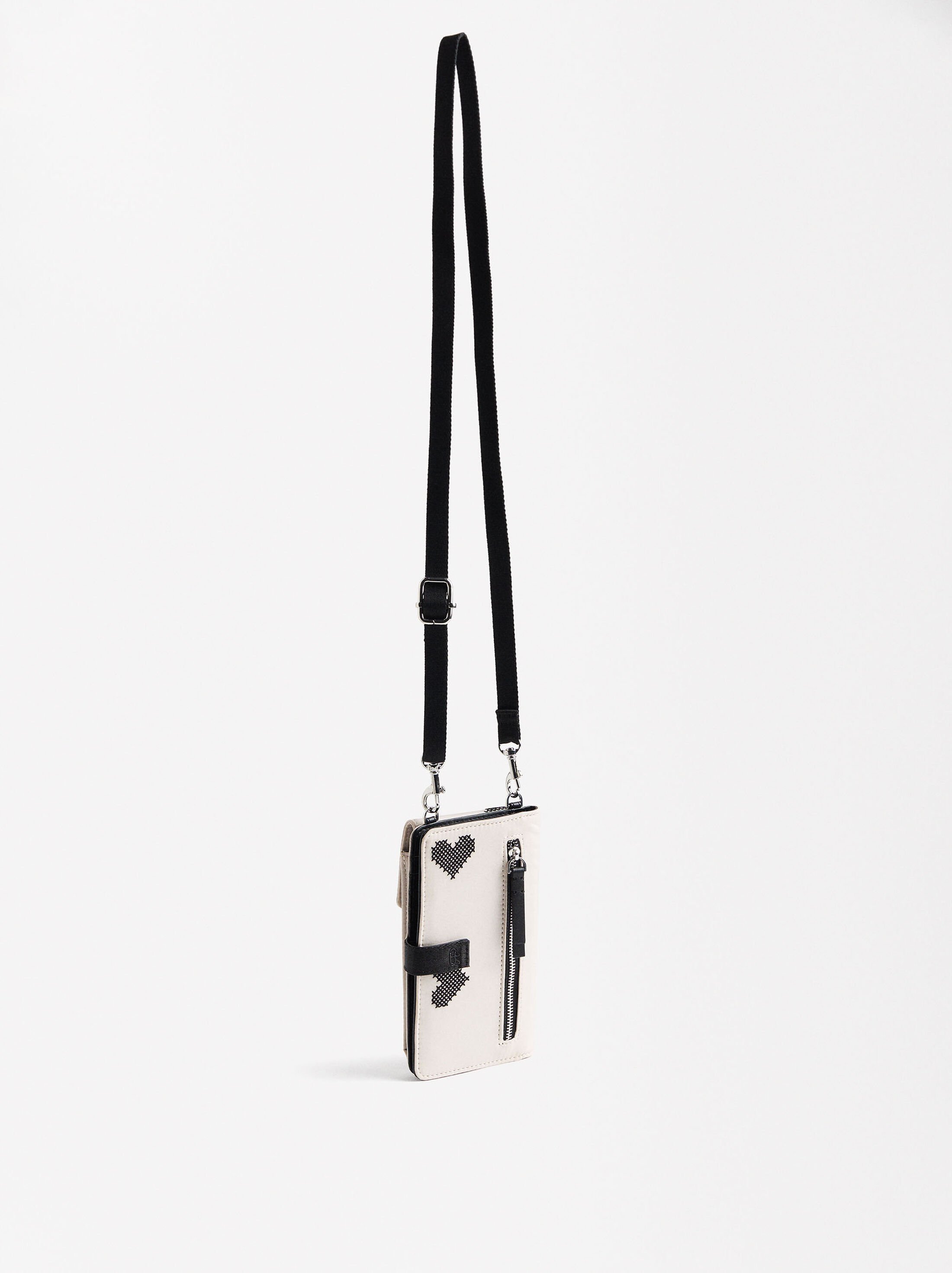 Nylon phone bag with hearts image number 2.0