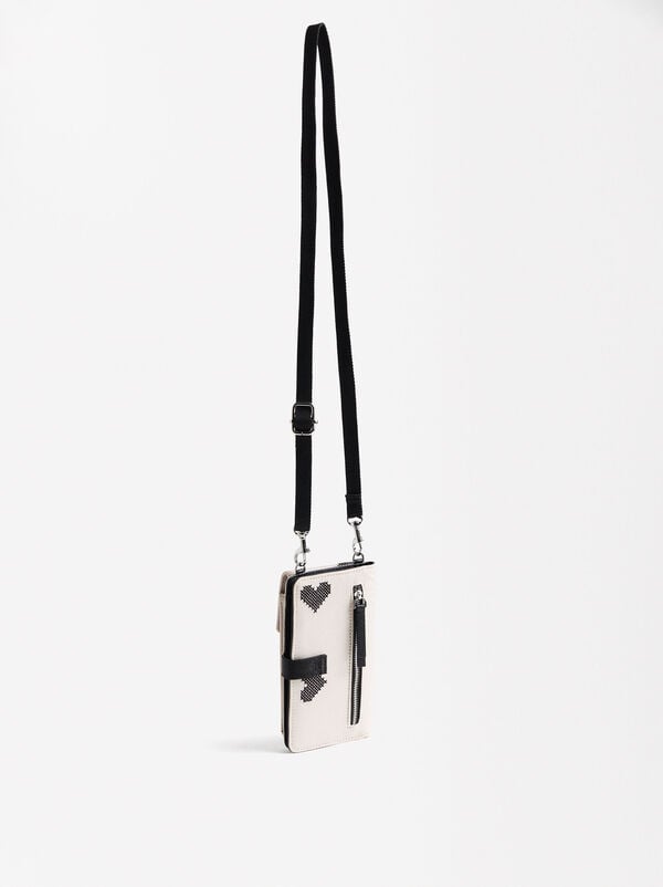 Nylon phone bag with hearts