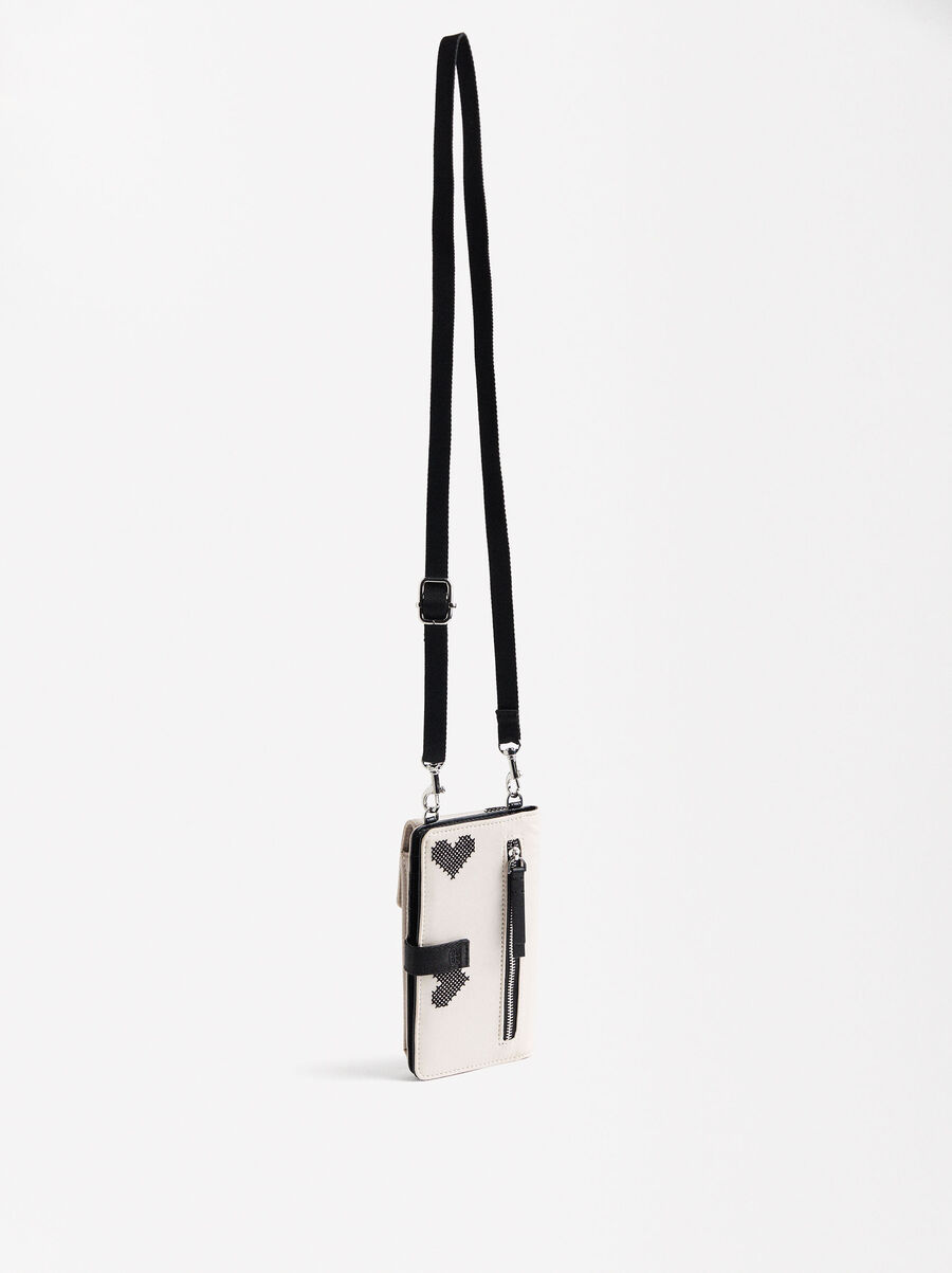Nylon phone bag with hearts