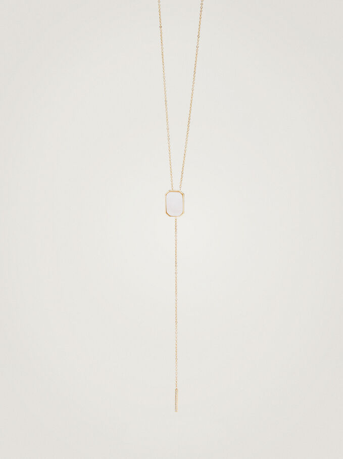 Golden Necklace With Shell, Golden, hi-res