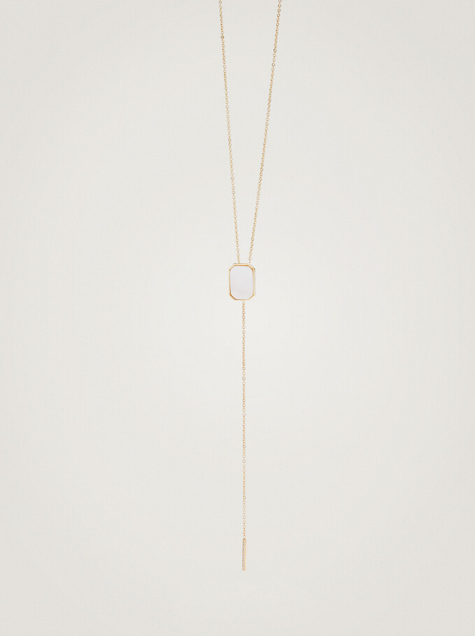Golden Necklace With Shell, Golden, hi-res