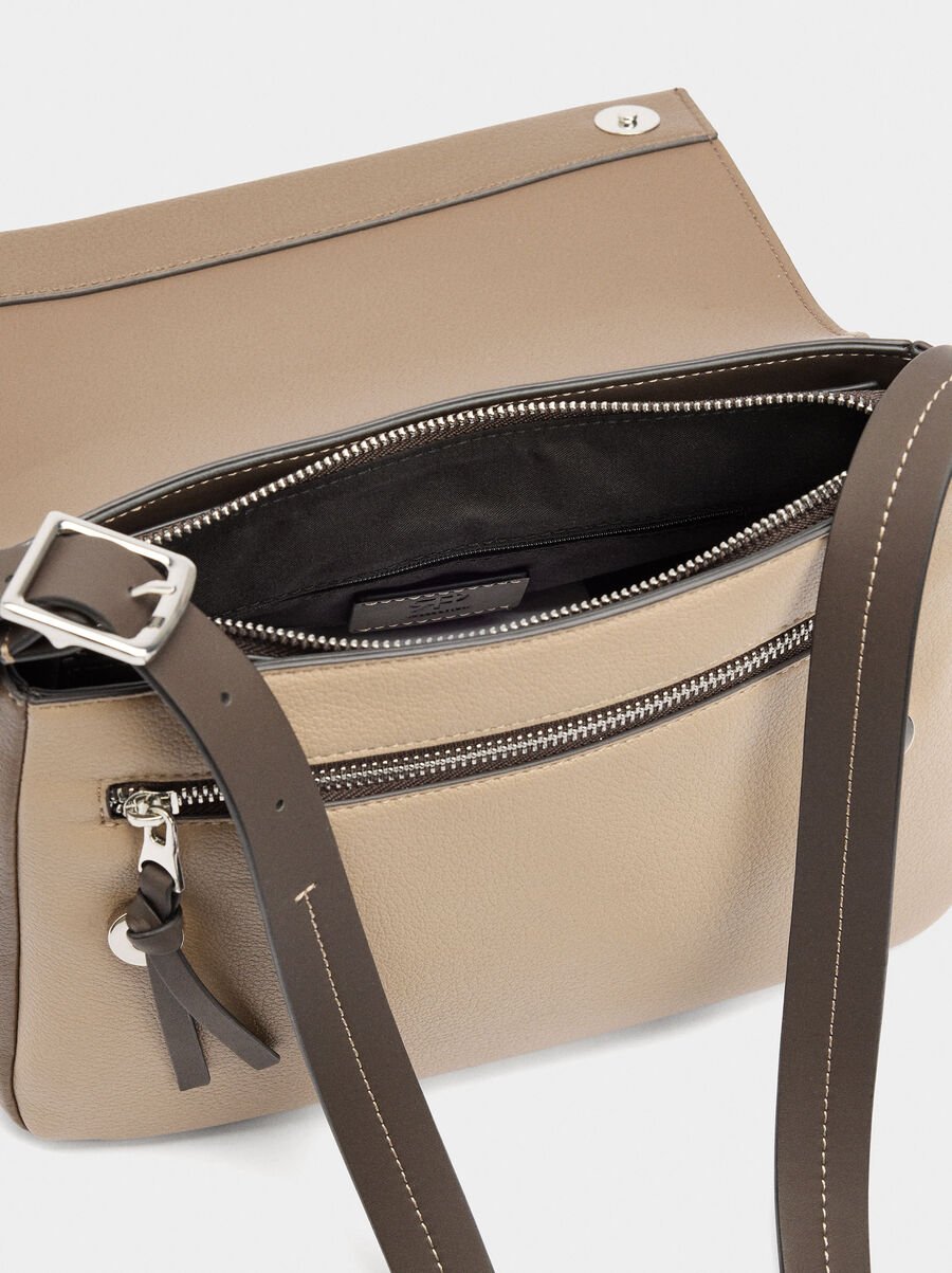 Color block crossbody bag with flap