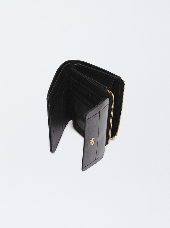 Wallet With Flap Closure, Black, hi-res