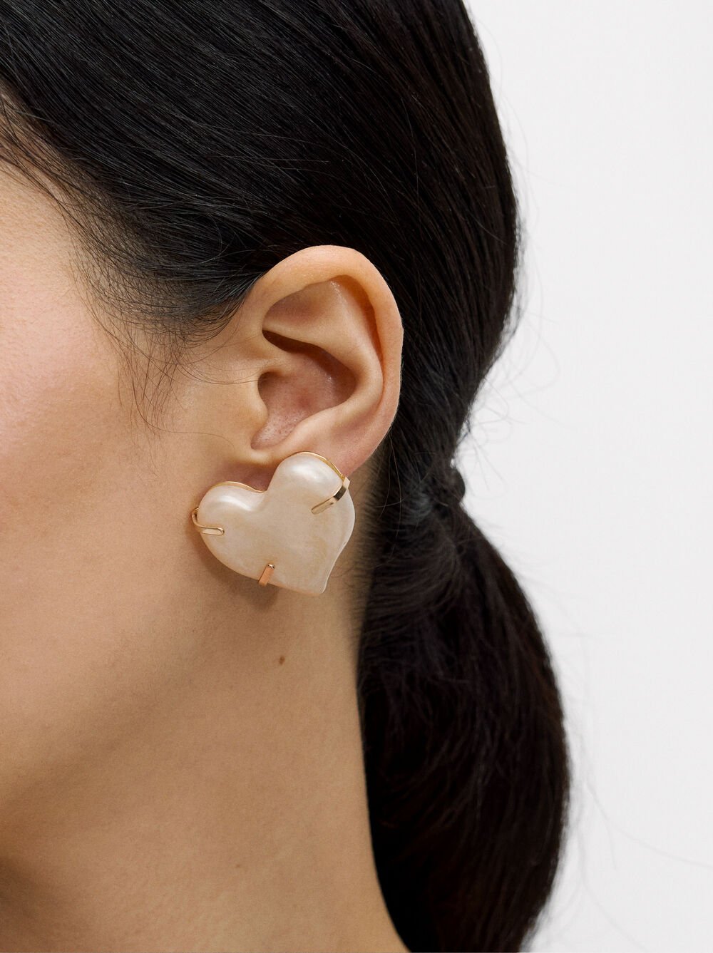 Heart earrings stone effect