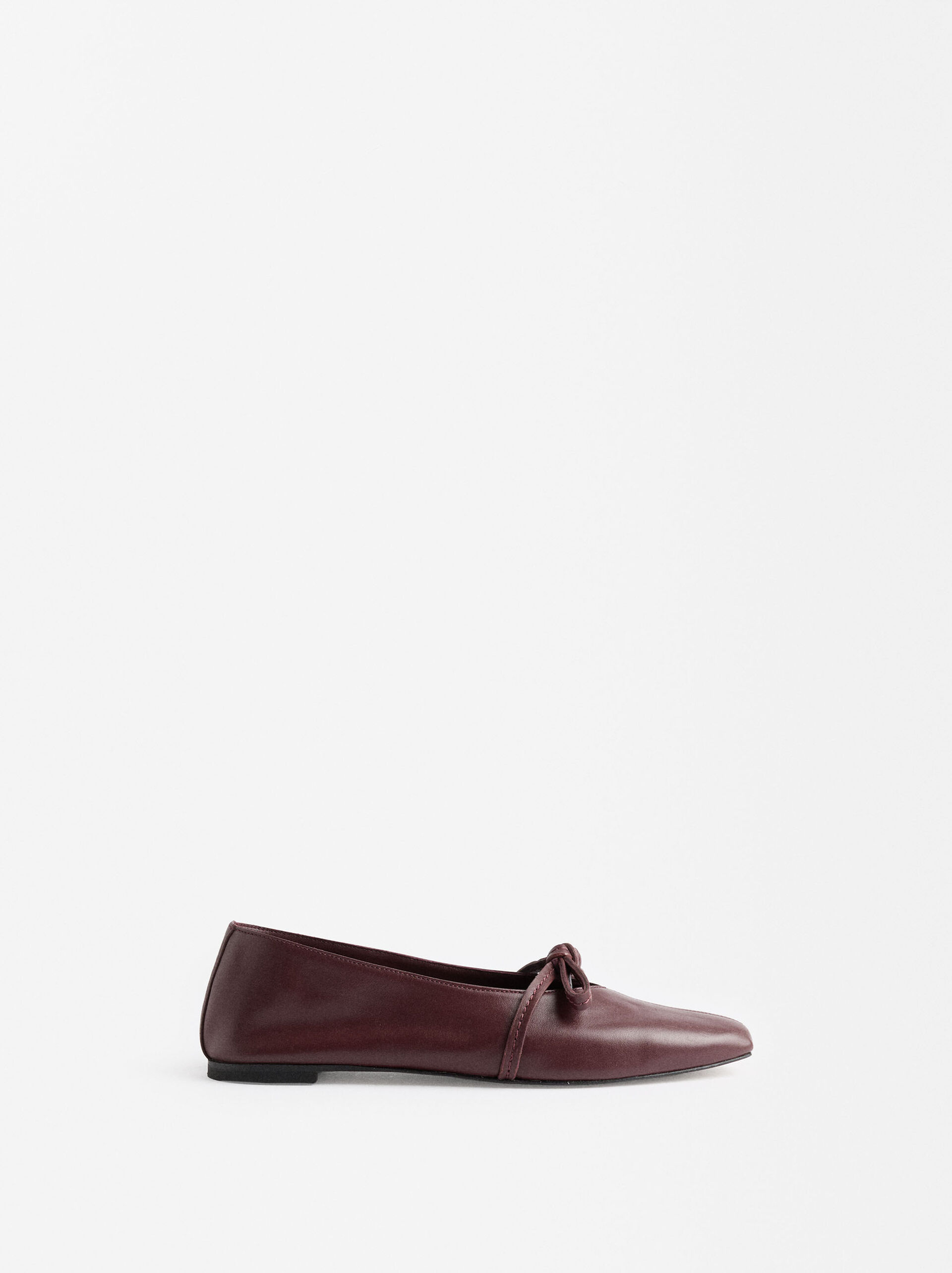 Leather ballet flats with bow image number 2.0
